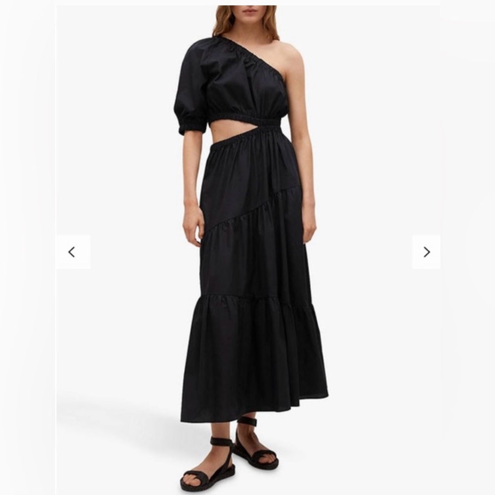 Mango Elegant Black One Shoulder Dress